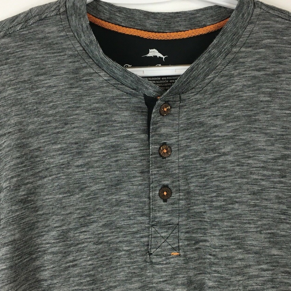 Tommy Bahama Mens Henley Raglan Shirt Medium Black